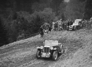 Steering Prints: MG TA of RE Rushbrook competing in the MCC Edinburgh Trial, Roxburghshire, Scotland, 1938