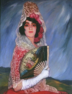 Spain Gallery: Mi Prima Candica con mantilla, c. 1913. Creator: Zuloaga y Zabaleto, Ignacio (1870-1945)