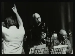 Hertfordshire Gallery: Michael Garrick, Don Rendell and Jimmy Hastings at Berkhamsted Civic Centre, Hertfordshire, 1985