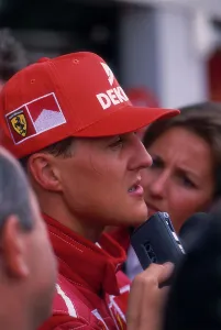 Michael Schumacher Prints: Michael Schumacher being interviewed