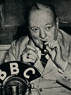 Thomson Prints: At the Microphone in the U. S. A. 1943, (1945). Creator: Unknown