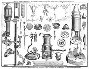Microscopy Prints: Microscopes and microscopical objects, 1750