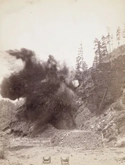 Grabill Prints: In mid air A wonderful blast in building railroad to Deadwood