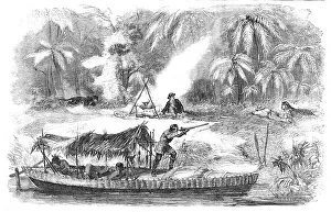 Revolver Prints: A Mid-day Halt on the Rio Trombutas, Brazil, 1857. Creator: Unknown