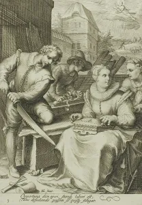 Woodwork Prints: Midday, plate three from Four Times of Day, c.1595. Creator: Jan Saenredam