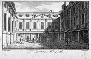 Elliot Prints: Middle court of St Thomass Hospital, Southwark, London, c1750. Artist