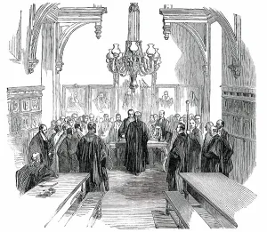 Middle Temple Hall - Mr. Serjeant Miller's Farewell, 1850. Creator: Unknown