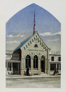 Architecture And Design Prints: Middletown Bank, New York, Perspective, 1862. Creator: Peter Bonnett Wight