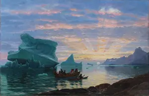 Fjord Prints: Midnight at the coast of Greenland, 1872. Creator: Rasmussen, Carl (1841-1893)