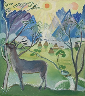 Stag Prints: Midnight, Norrland, 1918. Creator: Leander Engstrom