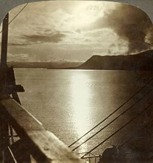 Archipelago Gallery: The Midnight Sun in July over cliffs of Spitzbergen and Arctic Ocean, c1905. Creator: Unknown