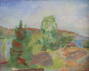 Midsummer Prints: Midsummer. Landscape, 1935. Creator: Thorvald Erichsen