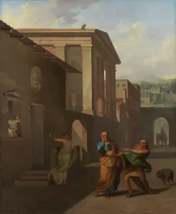 Abildgaard Nicolai Abraham Prints: The Midwife Taking Leave of the girl from Andros