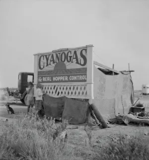 Makeshift Prints: Migrant agricultural workers home, California, 1937. Creator: Dorothea Lange
