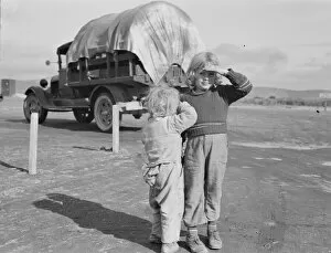 Trousers Collection: Migrant children, FSA mobile camp, Merrill, Klamath County, Oregon, 1939. Creator: Dorothea Lange
