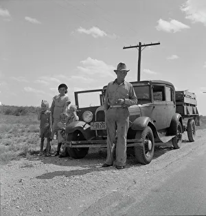 Migrant oil worker and family near Odessa, Texas, 1937. Creator: Dorothea Lange