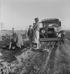 Fixing Prints: Migratory agricultrual worker family along California highway