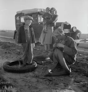 Fixing Prints: Migratory agricultural worker family along California highway
