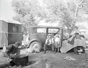 Refugee Camp Prints: Migratory family in auto camp, California, 1936. Creator: Dorothea Lange