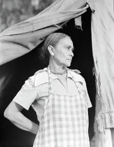 Hooverville Prints: Migratory woman, Greek, living in a cotton camp near Exeter