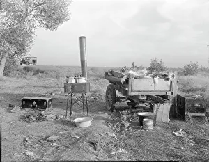 Cooking Pots Prints: Migratory workers kitchen near Shafter