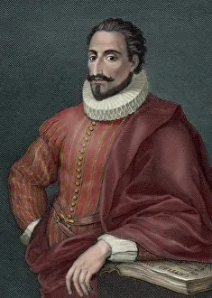 Miguel de Cervantes (1547-1616), Spanish writer. Creator: Unknown