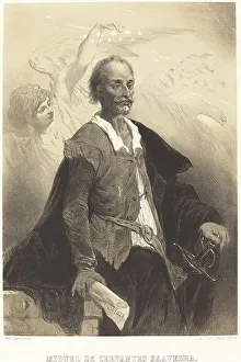 Nanteuil Celestin Prints: Miguel de Cervantes Saavedra, c. 1855. Creator: Célestin Nanteuil