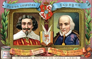 Images Dated 24th March 2007: Miguel de Cervantes Saavedra and Pedro Calderon De La Barca, c1900