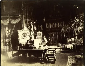 C 1890 Prints: Mihaly Munkacsy (1844-1900) in his workshop, c. 1890