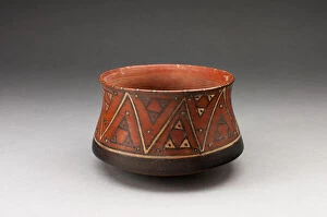 Triangles Collection: MIiniature Bowl with Geometric Textile-like Pattern, A.D. 1450 / 1532. Creator: Unknown