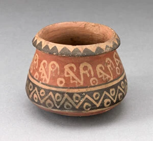 Incan Gallery: MIiniature Jar with Geometric Motifs and Abstract Birds, A.D. 1450 / 1532. Creator: Unknown