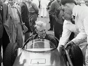Fifties Collection: Mike Hawthorn in Vanwall, International Trophy Race at Silverstone 1955. Creator: Unknown