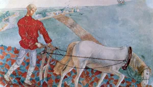 Petrov Vodkin Prints: Mikula Selianovich, 1918. Artist: Kuz ma Petrov-Vodkin
