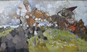 Bogatyr Volga Collection: Mikula Selyaninovich, 1917. Artist: Vasnetsov, Viktor Mikhaylovich (1848-1926)