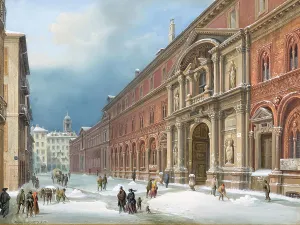 Milan, a view of the university in winter. Creator: Bartezzati; Luigi (1820-1905)