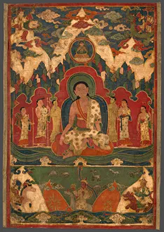 Thanka Collection: Milarepa on Mount Kailash, c. 1500. Creator: Unknown
