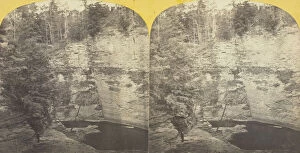 Albumen Print Stereo Collection: Six Mile Creek, Ithaca, N.Y. Wells Fall, looking down, 1860 / 65. Creator: J. C. Burritt