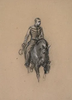 Militaire a cheval (Soldier on Horseback), c. 1860. Creator: Isidore Pils (French, 1813 / 15-1875)