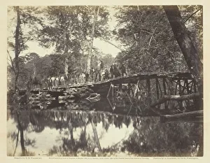 Wooden Bridge Gallery: Military Bridge, Across the Chickahominy, Virginia, June 1862. Creator: D. B. Woodbury