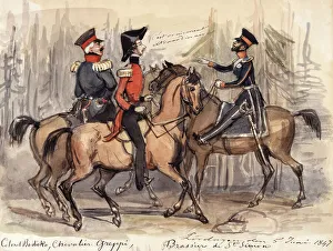 Fritz Ludvig Von Dardel Prints: Military on horseback, Saturday 5 June 1847. Creator: Fritz von Dardel