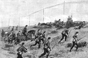 Exercises Prints: Military Manoeuvres at Aldershot: A Sham Fight; A Desirable Vantage Ground
