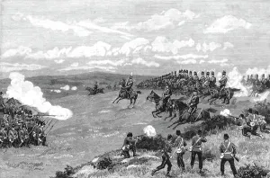 Military Manoeuvres at Aldershot: A Sham Fight; Squares against Cavalry, 1891. Creator: Unknown. Military Manoeuvres at Aldershot: A Sham Fight; Squares against Cavalry, 1891. Creator: Unknown