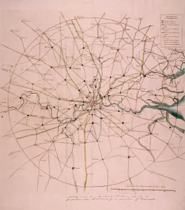 Military map of a thirty six mile area around London, c1804