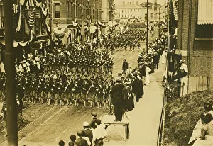 Military procession at Portsmouth on arrival of plenipotentiaries, 1905. Creator: Unknown
