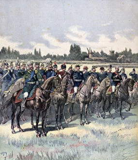 Military review with General Saussier and foreign military attaches, 14th July 1891. Artist: Henri Meyer