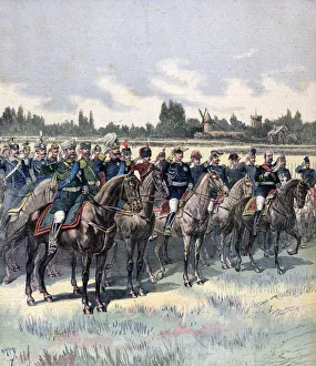 Foreign Affairs Prints: Military review with General Saussier and foreign military attaches