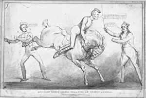 Doyle Gallery: Military Rough-Riders Breaking an Unruly Animal, 1833. Creator: John Doyle