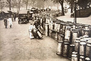 1926 Gallery: Milk churns being delivered to Hyde Park, London, during the General Strike, 8 May 1926