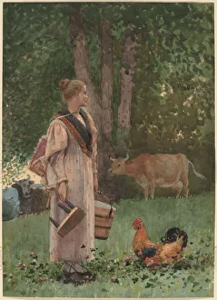 Milkmaid Prints: The Milk Maid, 1878. Creator: Winslow Homer