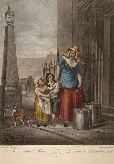 Francis Wheatley Prints: Milk below Maids, Cries of London, c1870
